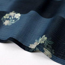 画像をギャラリービューアに読み込む, 【中古】長尺 洗える夏着物 小紋 さくらの花丸模様 カジュアル 黒×青灰色 身丈166cm 裄丈68cm 化繊 KA7-55
