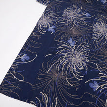 画像をギャラリービューアに読み込む, 【中古】長尺 洗える夏着物 小紋『ヒロミチナカノ』糸菊 カジュアル 濃紺 身丈158cm 裄丈68cm 化繊 KA7-64
