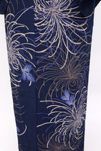 画像をギャラリービューアに読み込む, 【中古】長尺 洗える夏着物 小紋『ヒロミチナカノ』糸菊 カジュアル 濃紺 身丈158cm 裄丈68cm 化繊 KA7-64
