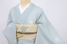 画像をギャラリービューアに読み込む, 【中古】洗える夏着物 小紋『森英恵』彩りの蛍ぼかし 蕎麦切色 水色 化繊着物 カジュアル 身丈155.5cm 裄丈64cm KA9-6
