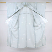 画像をギャラリービューアに読み込む, 【中古】洗える夏着物 小紋『森英恵』彩りの蛍ぼかし 蕎麦切色 水色 化繊着物 カジュアル 身丈155.5cm 裄丈64cm KA9-6
