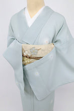 画像をギャラリービューアに読み込む, 【中古】洗える夏着物 小紋『森英恵』彩りの蛍ぼかし 蕎麦切色 水色 化繊着物 カジュアル 身丈155.5cm 裄丈64cm KA9-6
