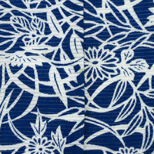画像をギャラリービューアに読み込む, 【中古】綿絽 木綿 浴衣 芝草に菊牡丹 ブルー バチ衿 身丈158cm 裄丈63.5cm 木綿着物 KA9-8
