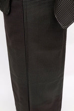 画像をギャラリービューアに読み込む, 【中古】特選 単衣 お召 小さなドットの横段 黒茶色 身丈159cm 裄丈67.5cm 正絹着物 KB6-12
