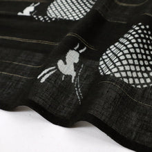 画像をギャラリービューアに読み込む, 【中古】長尺 洗える夏着物 小紋 飛びうさぎ 黒ブラック カジュアル 化繊 身丈164.5cm 裄丈66.5cm 着物 KB6-14
