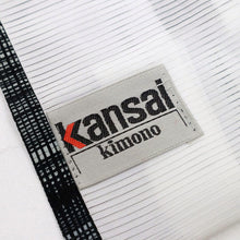 画像をギャラリービューアに読み込む, 【中古】長尺 洗える夏着物 絽 山本寛斎 小紋 カジュアル かすれ格子半円繋 身丈166.5cm 裄丈67.5cm 黒 KB7-42
