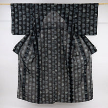 画像をギャラリービューアに読み込む, 【中古】長尺 洗える夏着物 絽 山本寛斎 小紋 カジュアル かすれ格子半円繋 身丈166.5cm 裄丈67.5cm 黒 KB7-42
