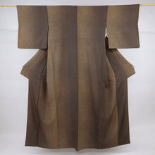 画像をギャラリービューアに読み込む, 【中古】長尺 小紋 大小霰のグラデーションのライン カジュアル 濃茶 身丈173cm 裄丈68cm 袷正絹着物 KC4-42
