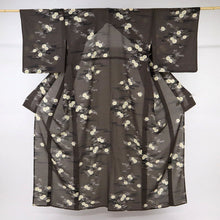 画像をギャラリービューアに読み込む, 【中古】長尺 洗える夏着物 小紋 ブランド『古今』エ霞笹桜 濃茶 化繊着物 カジュアル 身丈162.5cm 裄丈66cm KC7-53
