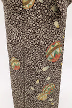 画像をギャラリービューアに読み込む, 【中古】長尺 洗える夏着物 小紋 細やか桜に手毬 濃茶色 化繊着物 ポリエステル カジュアル 身丈164cm 裄丈67cm KC7-77
