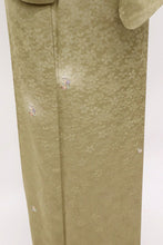 画像をギャラリービューアに読み込む, 【中古】単衣 小紋 作家物 ふわり蛍ぼかしに花の丸 落款有 利休茶色緑 カジュアル 身丈160.5cm 裄丈68cm 単衣着物 KG6-11
