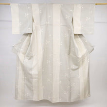 画像をギャラリービューアに読み込む, 【中古】長尺 単衣 塩沢お召 ゆるやか縦ライン植物 白グレー カジュアル 身丈168.5cm 裄丈68cm 単衣着物 KH6-4
