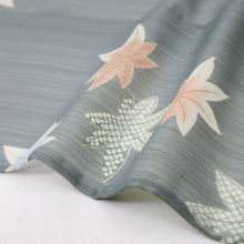 画像をギャラリービューアに読み込む, 【中古】 洗える夏着物 小紋 舞う紅葉 ブルーグレー 化繊着物 カジュアル 身丈161cm 裄丈61cm KH7-40
