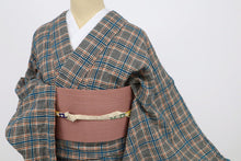 画像をギャラリービューアに読み込む, 【中古】新品 長尺 単衣 木綿着物 細やかヘリンボンの格子 グレー多色 カジュアル 身丈165cm 裄丈70cm 単衣着物 KH8-8
