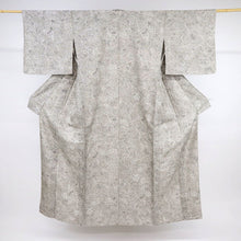 画像をギャラリービューアに読み込む, 【中古】長尺 単衣 お召 松煙染 花唐草 叩き染め 濃淡グレー カジュアル 身丈163.5cm 裄丈68cm 単衣着物 KH9-7
