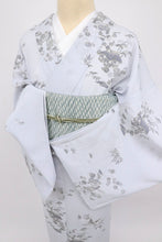 画像をギャラリービューアに読み込む, 【中古】長尺 洗える夏着物 絽 小紋 茶屋辻模様 カジュアル 淡い藤色 身丈164cm 裄丈66.5cm 化繊着物 KP6-13
