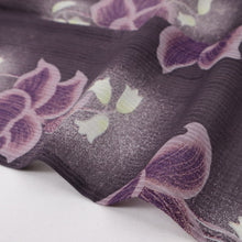 画像をギャラリービューアに読み込む, 【中古】長尺 洗える夏着物 小紋『和風館ICHI』鈴蘭花模様 紫黒鳶 化繊着物 カジュアル 身丈165.5cm 裄丈67cm KP7-87
