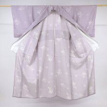 画像をギャラリービューアに読み込む, 【中古】夏着物『絽』小紋 桜に小花の市松舞う花びら模様 カジュアル 薄色 身丈152cm 裄丈64.5cm 正絹着物 KP8-5
