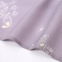 画像をギャラリービューアに読み込む, 【中古】夏着物『絽』小紋 桜に小花の市松舞う花びら模様 カジュアル 薄色 身丈152cm 裄丈64.5cm 正絹着物 KP8-5
