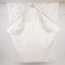 画像をギャラリービューアに読み込む, 【中古】洗える夏着物 小紋 かすれ縞にとんぼの舞姿 カジュアル 白 身丈157cm 裄丈61.5cm 化繊着物 KS7-41
