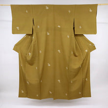 画像をギャラリービューアに読み込む, 【中古】単衣 長尺 小紋 花うさぎ江戸小紋柄 シンプル飛び柄 からし色 黄土色 黄色 ふだん着物洗替えに♪ カジュアル 身丈166cm 裄丈68cm 正絹 KY4-47
