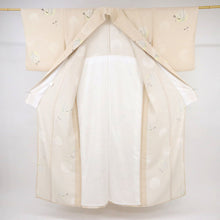 画像をギャラリービューアに読み込む, 【中古】長尺 洗える夏着物 涼感小紋 肌色 カジュアル 雪輪に木賊と蜻蛉 身丈165cm 裄丈68cm 化繊着物 KY9-3
