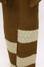 画像をギャラリービューアに読み込む, 【中古】長尺 夏着物『紗紬』付下げ 横段に麻の葉刺子刺繍 セミフォーマル 茶 身丈166cm 裄丈69cm 正絹着物 MC5-6
