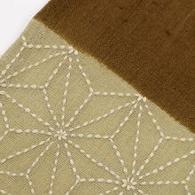 画像をギャラリービューアに読み込む, 【中古】長尺 夏着物『紗紬』付下げ 横段に麻の葉刺子刺繍 セミフォーマル 茶 身丈166cm 裄丈69cm 正絹着物 MC5-6
