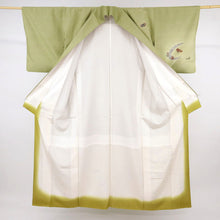 画像をギャラリービューアに読み込む, 【中古】長尺 紬地 付下げ 郷土玩具尽くし カジュアル グリーン 身丈164.5cm 裄丈64cm 落款有 袷正絹着物 MG3-2
