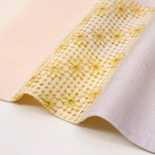画像をギャラリービューアに読み込む, 【中古】汕頭刺繍 付下げ 青柳謹製『手座繰り赤城紬』横段 外出着 淡クリーム地 身丈162.5cm 裄丈61cm 袷正絹着物 MY12-1
