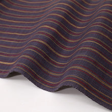 画像をギャラリービューアに読み込む, 【中古】夏の麻 八寸名古屋帯 縞模様シンプルストライプ 深紫多色 カジュアル 普段着に♪ 長さ365cm 帯巾31cm 麻着物 NP6-26

