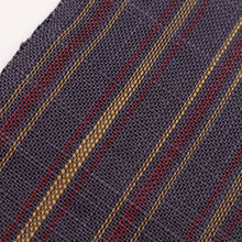 画像をギャラリービューアに読み込む, 【中古】夏の麻 八寸名古屋帯 縞模様シンプルストライプ 深紫多色 カジュアル 普段着に♪ 長さ365cm 帯巾31cm 麻着物 NP6-26
