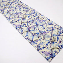 画像をギャラリービューアに読み込む, 【中古】名古屋帯 桔梗つなぎ型染め 白ちりめん地 カジュアル 普段着に 長さ374cm 帯巾31cm 正絹着物 NS5-13
