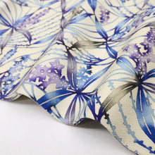 画像をギャラリービューアに読み込む, 【中古】名古屋帯 桔梗つなぎ型染め 白ちりめん地 カジュアル 普段着に 長さ374cm 帯巾31cm 正絹着物 NS5-13
