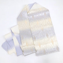 画像をギャラリービューアに読み込む, 【新品】お仕立て上り 夏の名古屋帯 西陣『佐々木染織』カジュアル 白 長さ372.5cm 帯巾30.5cm 正絹着物 NS8-9
