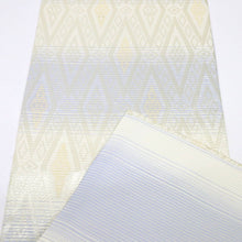 画像をギャラリービューアに読み込む, 【新品】お仕立て上り 夏の名古屋帯 西陣『佐々木染織』カジュアル 白 長さ372.5cm 帯巾30.5cm 正絹着物 NS8-9
