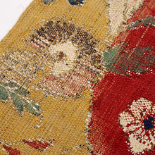 画像をギャラリービューアに読み込む, 【中古】名古屋帯 ざっくり紬 鮮やか花唐草模様 ベージュ カジュアル 普段着に 長さ364cm 帯巾30cm 正絹着物 NY3-2
