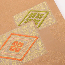 画像をギャラリービューアに読み込む, 【中古】名古屋帯 重ね花菱模様 焦香色 カジュアル 長さ363cm 帯巾31cm 正絹着物 NY3-6
