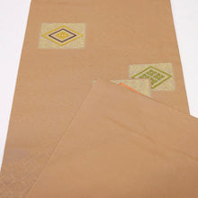 画像をギャラリービューアに読み込む, 【中古】名古屋帯 重ね花菱模様 焦香色 カジュアル 長さ363cm 帯巾31cm 正絹着物 NY3-6
