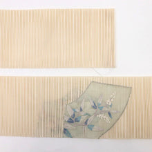 画像をギャラリービューアに読み込む, 【中古】夏 名古屋帯『絽つづれ』地紙に花模様 カジュアル 生成り色 長さ377.5cm 帯巾30.5cm 正絹着物 NY5-46
