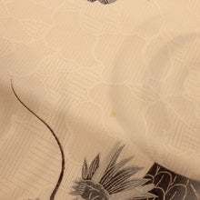 画像をギャラリービューアに読み込む, 【中古】夏 名古屋帯 紋絽 舞風と龍 肌色 カジュアル 牡丹格子地紋 長さ367.5cm 帯巾30.5cm 正絹着物 NY5-50
