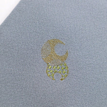 画像をギャラリービューアに読み込む, 【中古】長尺 刺繍 付下げ 半月模様 寿光織り セミフォーマル 灰青 身丈164.5cm 裄丈66.5cm 袷正絹着物 SA3-6
