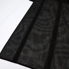 画像をギャラリービューアに読み込む, 【中古】長尺 希少『紗袷』小紋 角散らしのゆらぎと植物の縞 カジュアル 黒 身丈168cm 裄丈67cm 正絹着物 SB8-3
