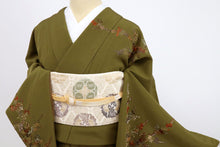 画像をギャラリービューアに読み込む, 【中古】上質刺繍 訪問着 幔幕に四季花咲き誇る花々 背紋有 身丈158.5cm 裄丈66.5cm 袷正絹着物 msize SG11-1
