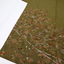 画像をギャラリービューアに読み込む, 【中古】上質刺繍 訪問着 幔幕に四季花咲き誇る花々 背紋有 身丈158.5cm 裄丈66.5cm 袷正絹着物 msize SG11-1
