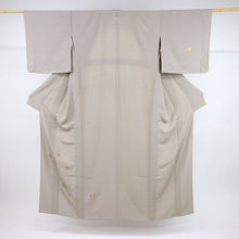 画像をギャラリービューアに読み込む, 【新品】単衣 長尺 刺繍 付下げ 松梅菊 グレー カジュアル 背紋有 身丈163cm 裄丈68.5cm 袷正絹着物 SH9-9
