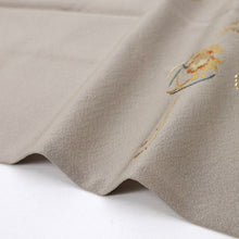 画像をギャラリービューアに読み込む, 【新品】単衣 長尺 刺繍 付下げ 松梅菊 グレー カジュアル 背紋有 身丈163cm 裄丈68.5cm 袷正絹着物 SH9-9
