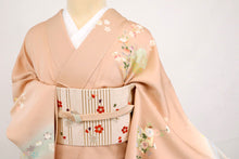 画像をギャラリービューアに読み込む, 【中古】訪問着 吉祥文松竹梅に花鼓 雪輪 フォーマル 洗柿色ピンク 身丈162cm 裄丈64cm 和装きもの 袷正絹着物 SM11-26
