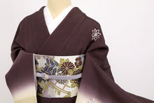画像をギャラリービューアに読み込む, 【中古】豪華刺繍 付下げ 宝相華の花束模様 フォーマル 黒鳶色 紫 略礼装 身丈153.5cm 裄丈65cm 袷正絹着物 SP11-1 ssize
