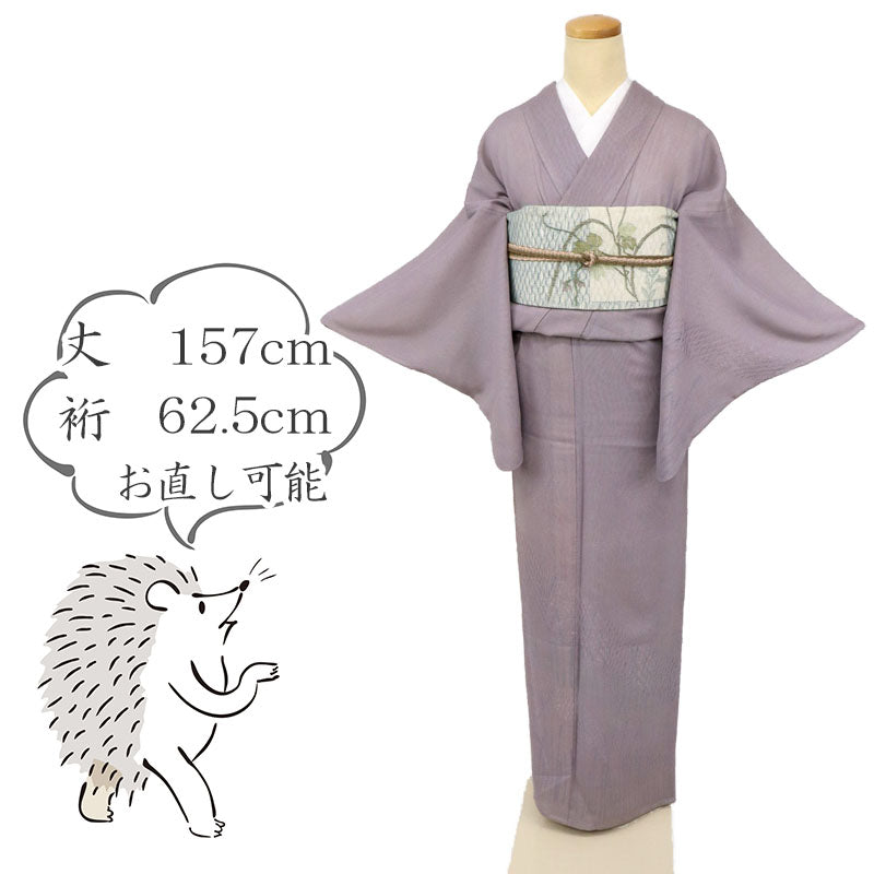 【中古】希少『紗袷』付下げ 涼やか紋紗に木賊 鳩羽鼠色 身丈157cm 裄丈62.5cm 和装 正絹着物 SP5-2